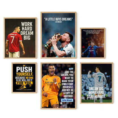 Football Champions Inspirational Wall Art (Framed Set of 6)