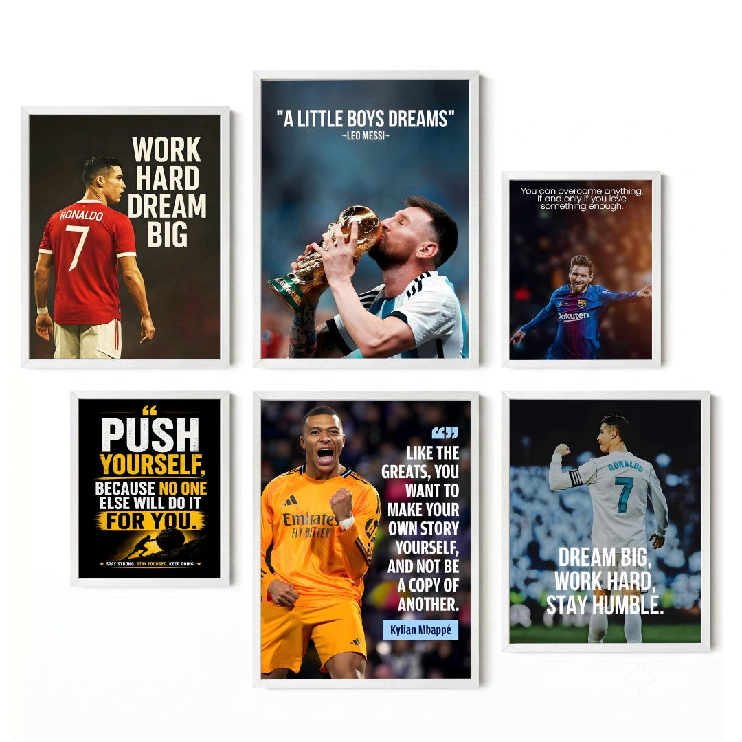Football Champions Inspirational Wall Art (Framed Set of 6)