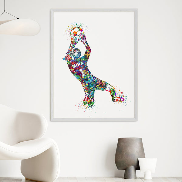 Load image into Gallery viewer, &#39;Football Goalkeeper&#39; Girl Personalized Wall Art (Big Frame)
