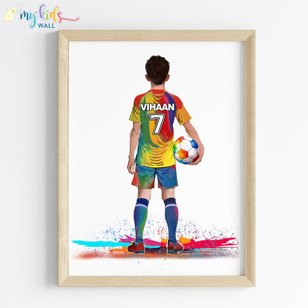 Load image into Gallery viewer, &#39;Football Player&#39; Personalized Multicolor Wall Art (Framed) New
