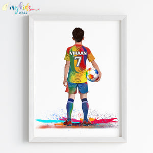 'Football Player' Personalized Multicolor Wall Art (Framed) New