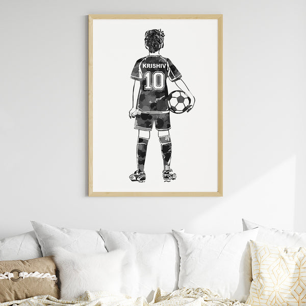 Load image into Gallery viewer, &#39;Football Player&#39; Kid Personalised Wall Art (Big Frame)
