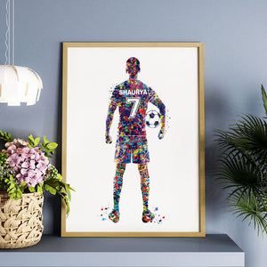 'Football Player' Personalized Wall Art (Framed)