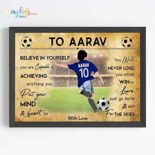 Motivational France Football Player wall art black frame