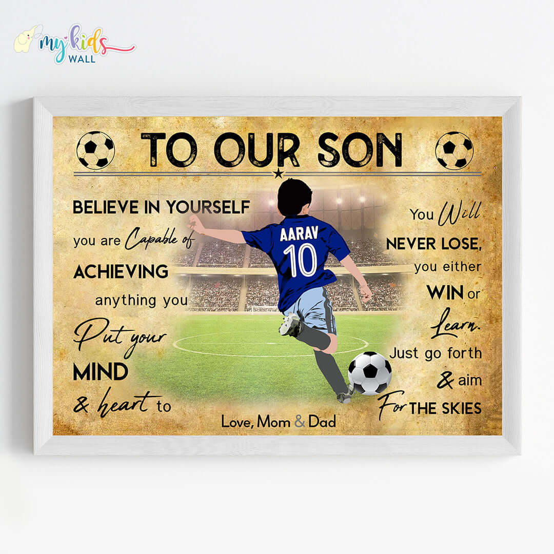 Motivational France Football Player wall art white frame