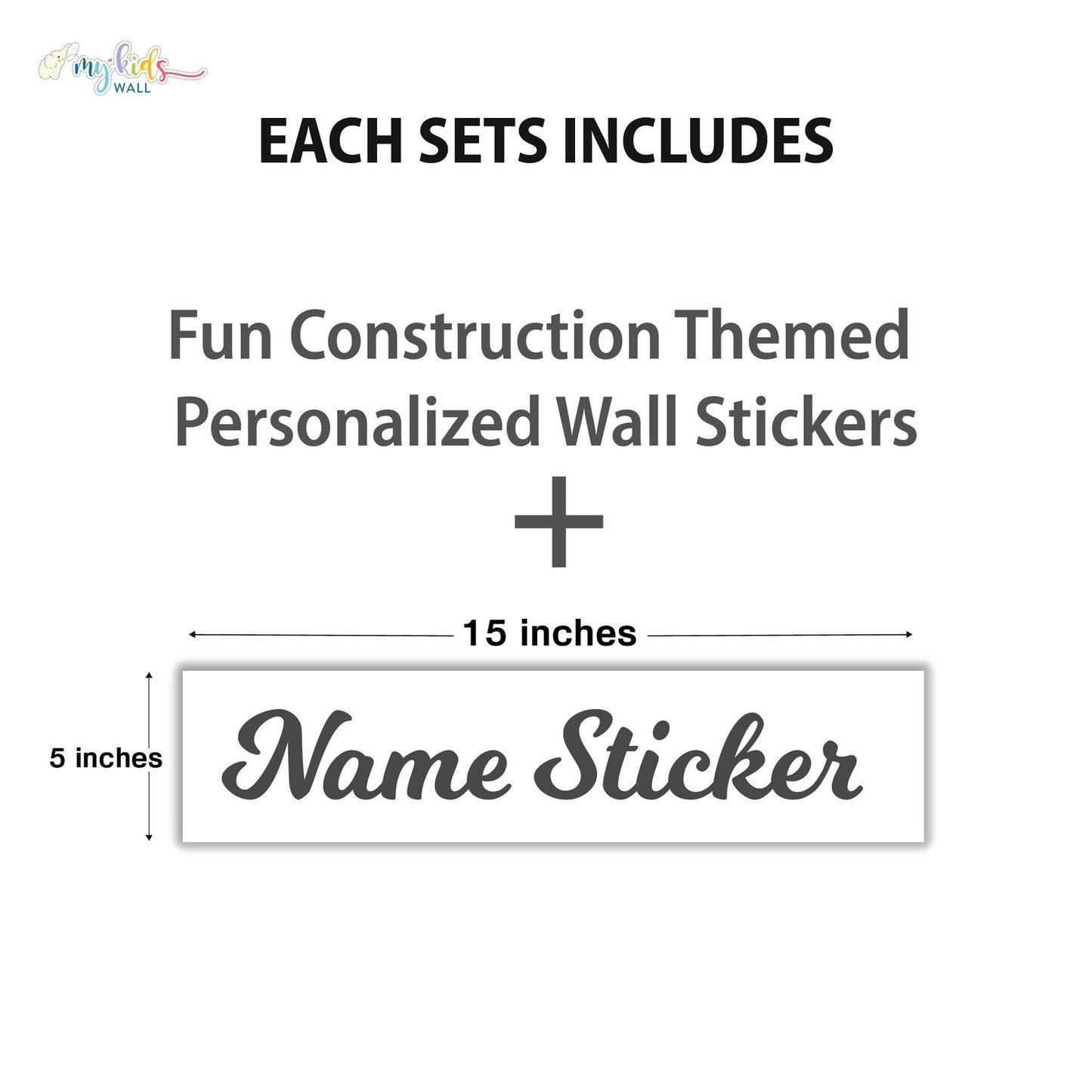 Fun Construction Themed Personalized Wall Stickers