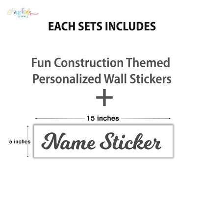 Fun Construction Themed Personalized Wall Stickers