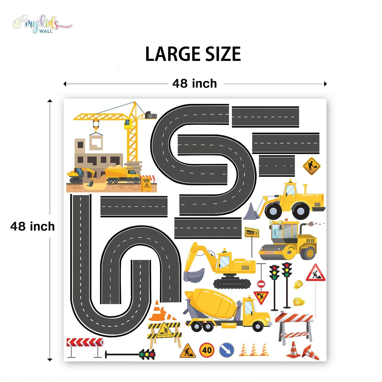 Fun Construction Themed Personalized Wall Stickers