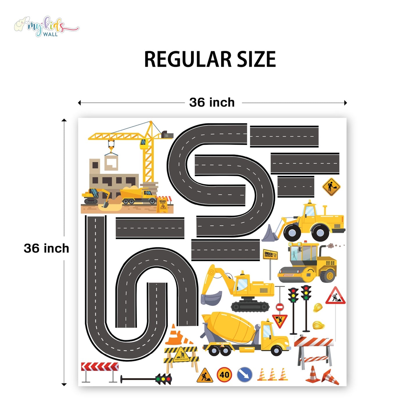 Fun Construction Themed Personalized Wall Stickers