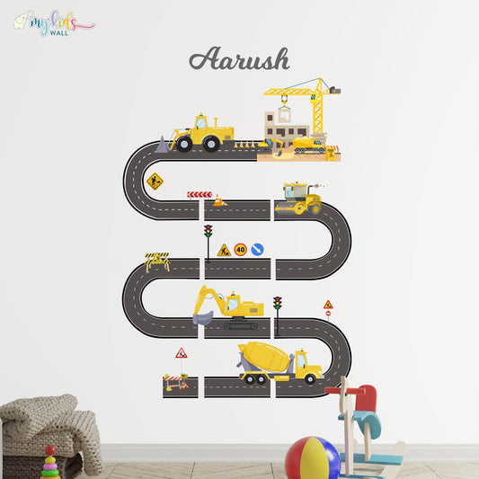 Fun Construction Themed Personalized Wall Stickers