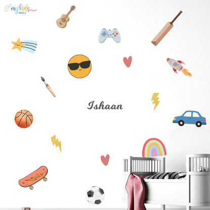 Fun Sports & Hobbies Personalized Wall Stickers