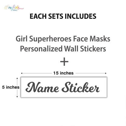 Girl Superheroes Face Masks Personalized Wall Stickers