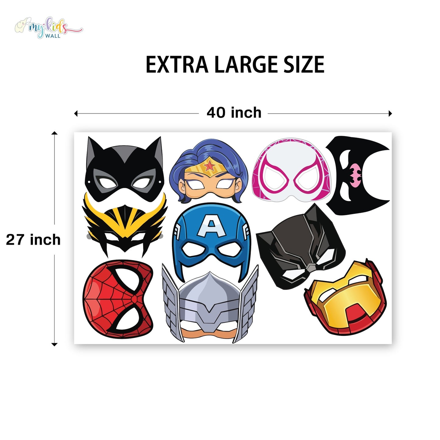 Girl Superheroes Face Masks Personalized Wall Stickers