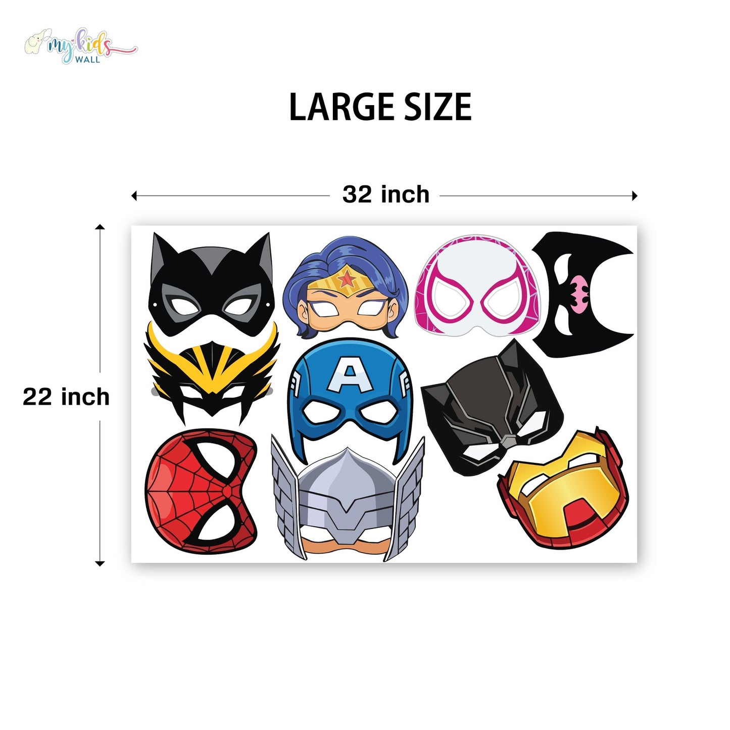 Girl Superheroes Face Masks Personalized Wall Stickers