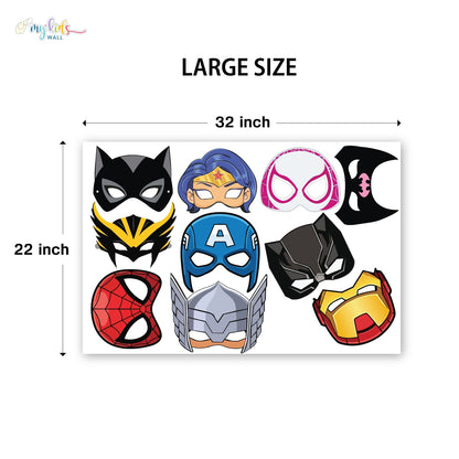 Girl Superheroes Face Masks Personalized Wall Stickers