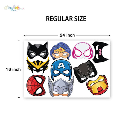 Girl Superheroes Face Masks Personalized Wall Stickers