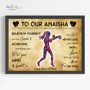 'Boxer Girl' Personalized Motivational Wall Art (Framed) New