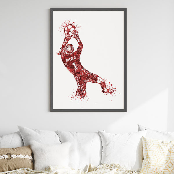 Load image into Gallery viewer, &#39;Football Goalkeeper&#39; Girl Personalized Wall Art (Big Frame)
