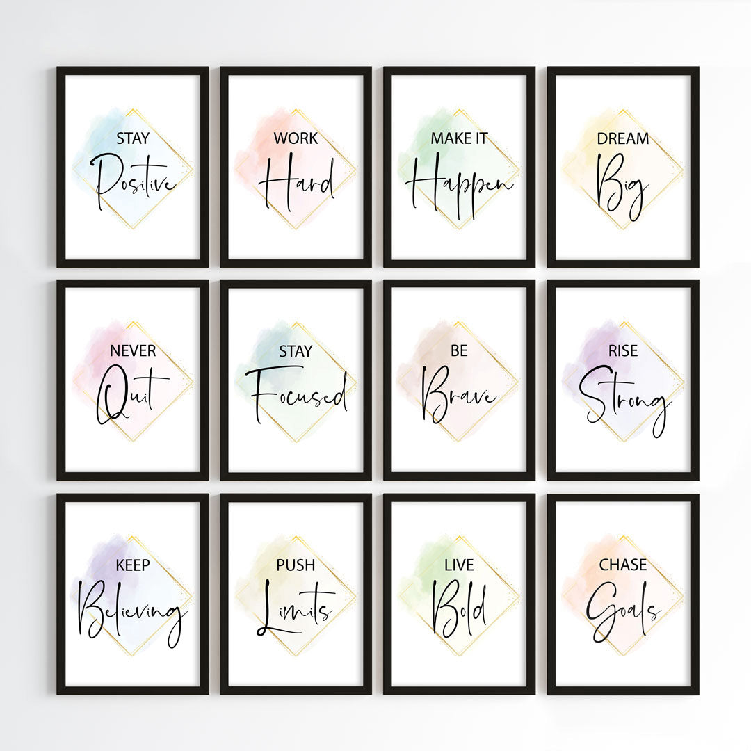 Golden Glow Motivation Wall Art (Framed)