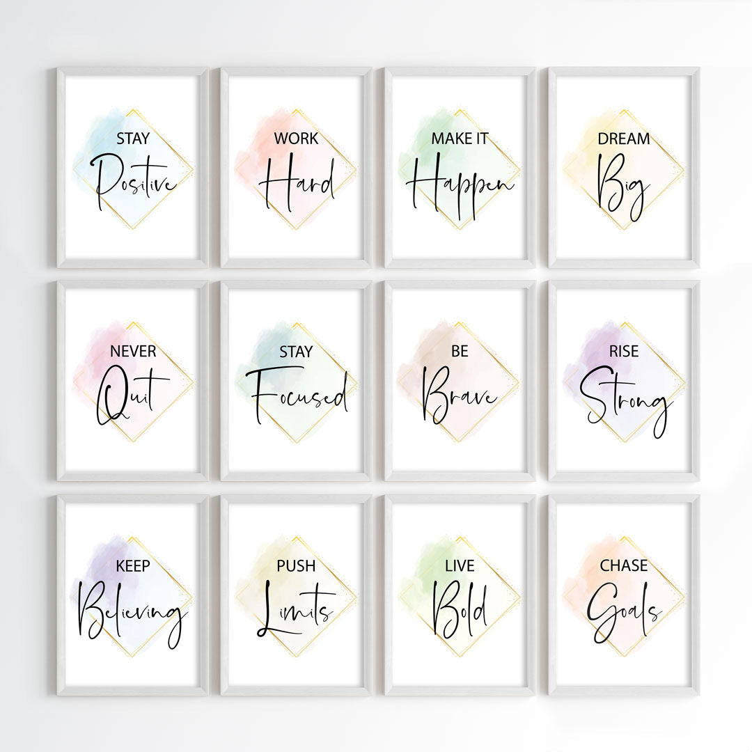 Golden Glow Motivation Wall Art (Framed)