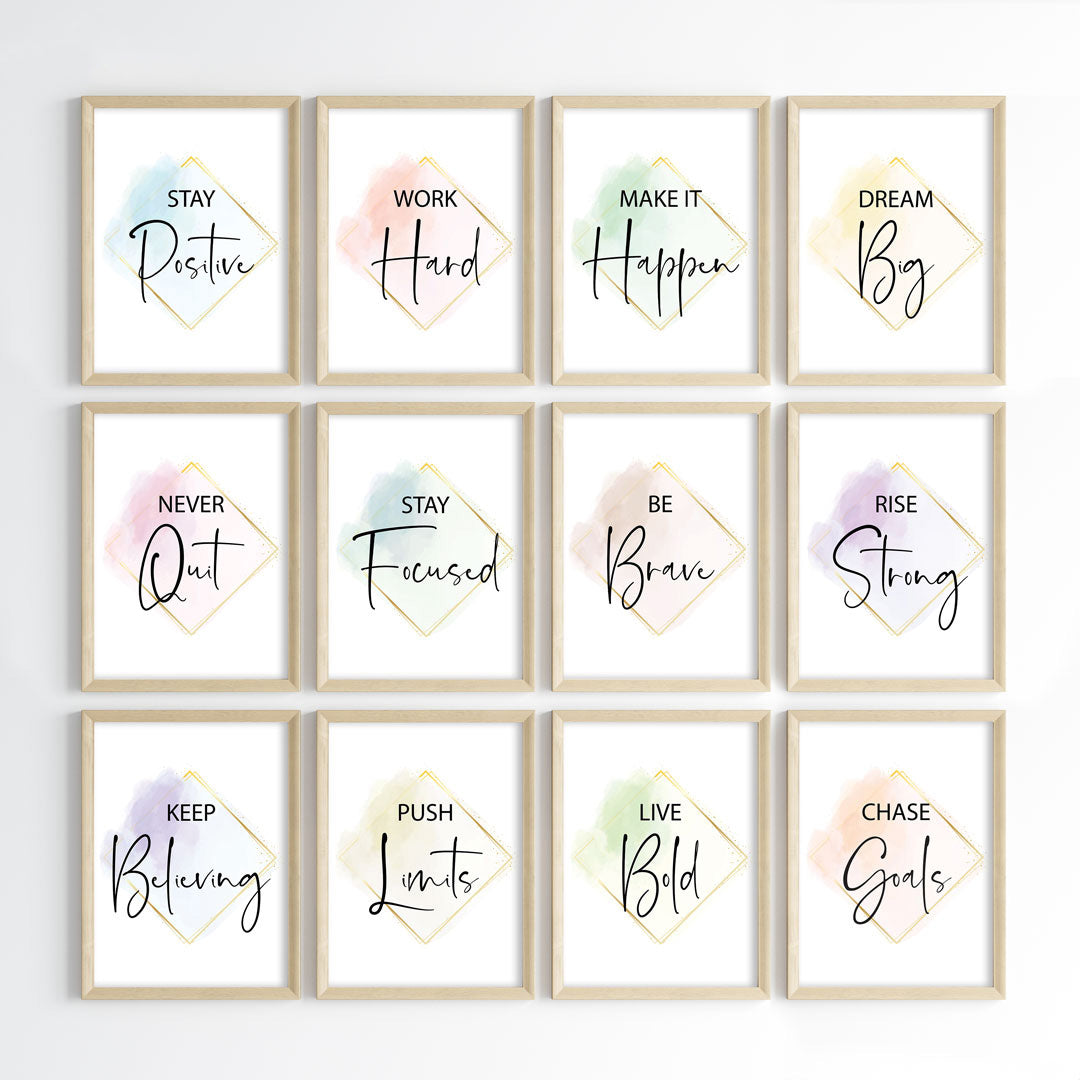 Golden Glow Motivation Wall Art (Framed)
