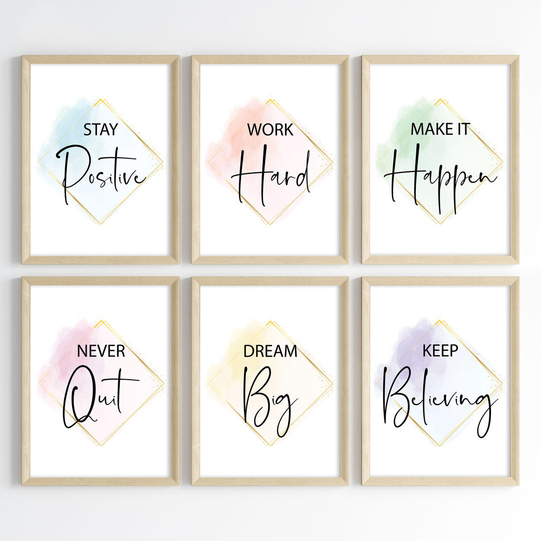Golden Glow Motivation Wall Art (Framed)