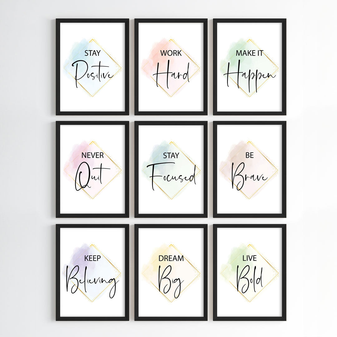 Golden Glow Motivation Wall Art (Framed)