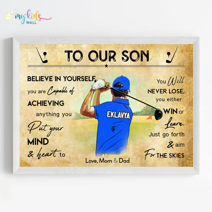 Golf Player Personalized Motivational Wall Art (Framed)