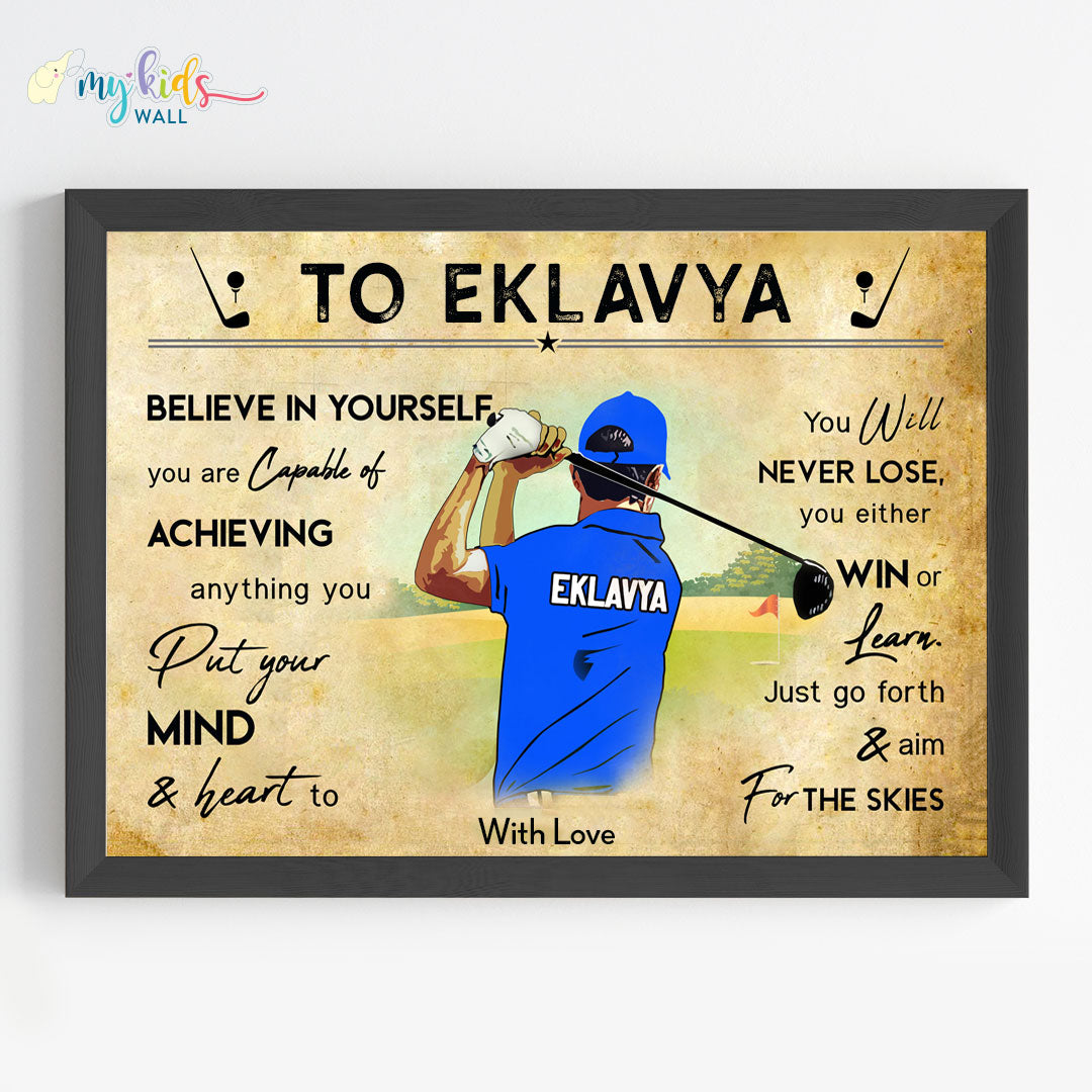 Golf Player Personalized Motivational Wall Art (Framed)