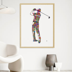 'Golf Player' Personalized Wall Art (Big Frame)