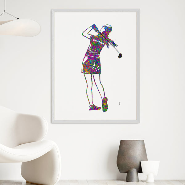 Load image into Gallery viewer, &#39;Golfer Girl&#39; Personalised Wall Art (Big Frame)

