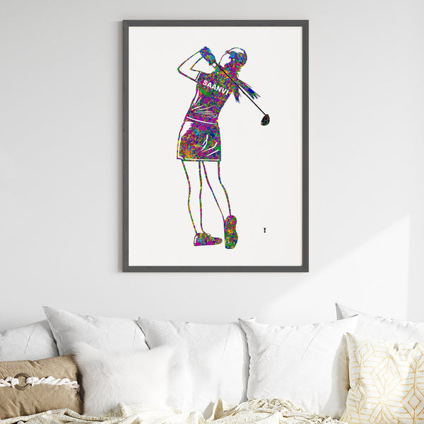 Load image into Gallery viewer, &#39;Golfer Girl&#39; Personalised Wall Art (Big Frame)
