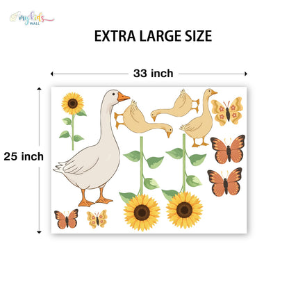 Goose Family & Sunflowers Personalized Wall Stickers