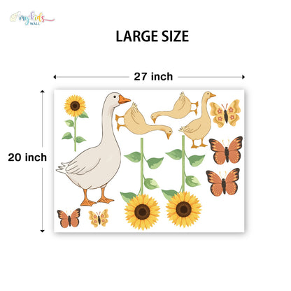 Goose Family & Sunflowers Personalized Wall Stickers