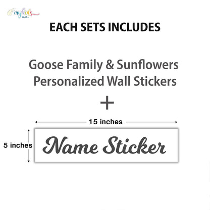 Goose Family & Sunflowers Personalized Wall Stickers