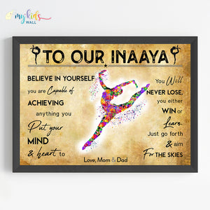 'Gymnastics Girl' Personalized Motivational Wall Art (Framed)