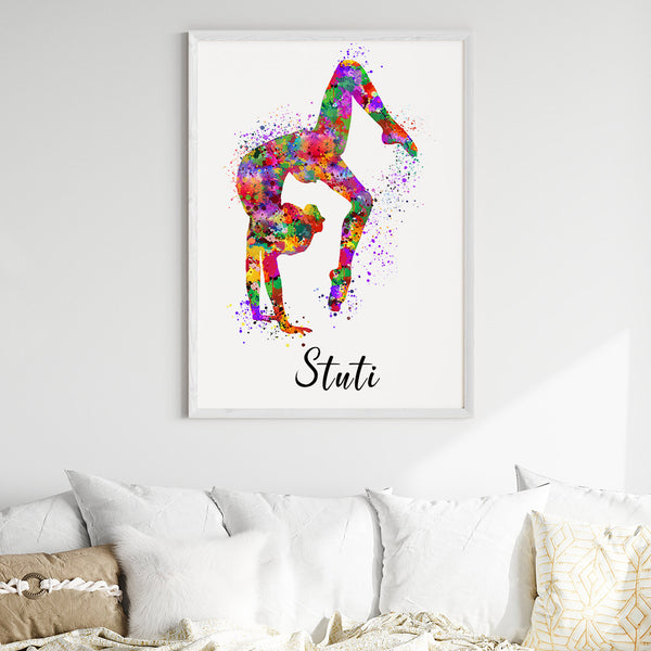 Load image into Gallery viewer, &#39;Gymnastics Girl Tumbling&#39; Personalised Wall Art (Big Frame)

