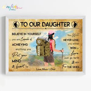 'Hiking Girl' Personalized Motivational Wall Art (Framed)