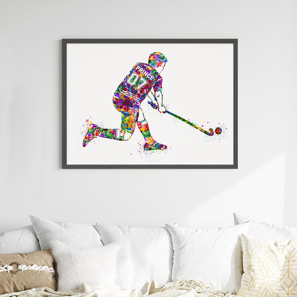 Load image into Gallery viewer, &#39;Hockey Player&#39; Personalised Wall Art (Big Frame)
