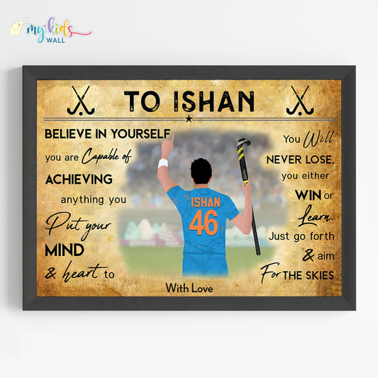 Hockey Player Personalized Motivational Wall Art (Framed)