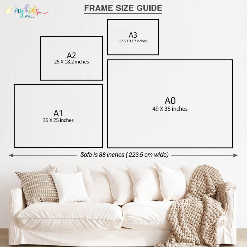 Regular horizontal A3 to A0 frame size chart