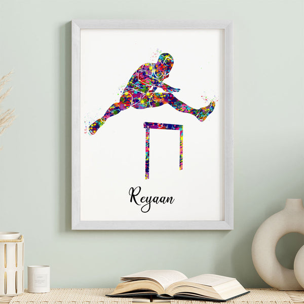 Load image into Gallery viewer, &#39;Hurdling Runner&#39; Personalized Wall Art (Framed)
