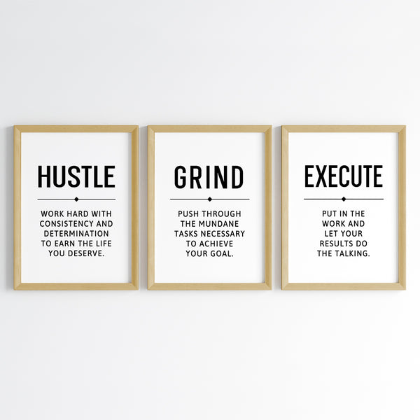 Load image into Gallery viewer, &#39;Hustle Grind Execute&#39; Wall Art (Framed)
