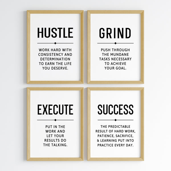 Load image into Gallery viewer, &#39;Hustle Grind Execute&#39; Wall Art (Framed)
