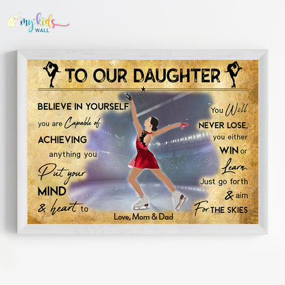 Ice Skating Girl Personalized Motivational Wall Art (Framed)