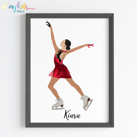 Ice Skating Girl Personalized Wall Art (Framed)