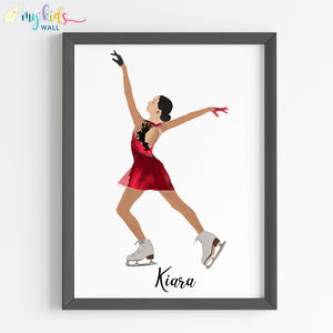 'Ice Skating' Girl Personalized Wall Art (Framed) New