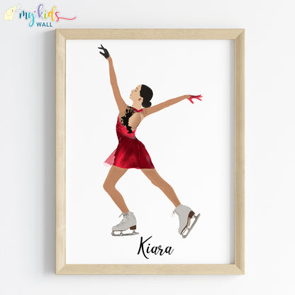 Ice Skating Girl Personalized Wall Art (Framed)