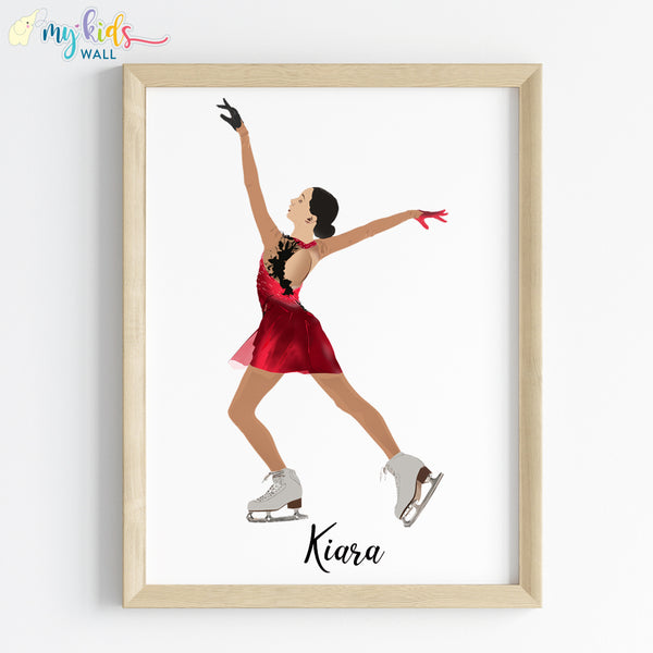 Load image into Gallery viewer, &#39;Ice Skating&#39; Girl Personalized Wall Art (Framed) New
