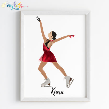 Ice Skating Girl Personalized Wall Art (Framed)